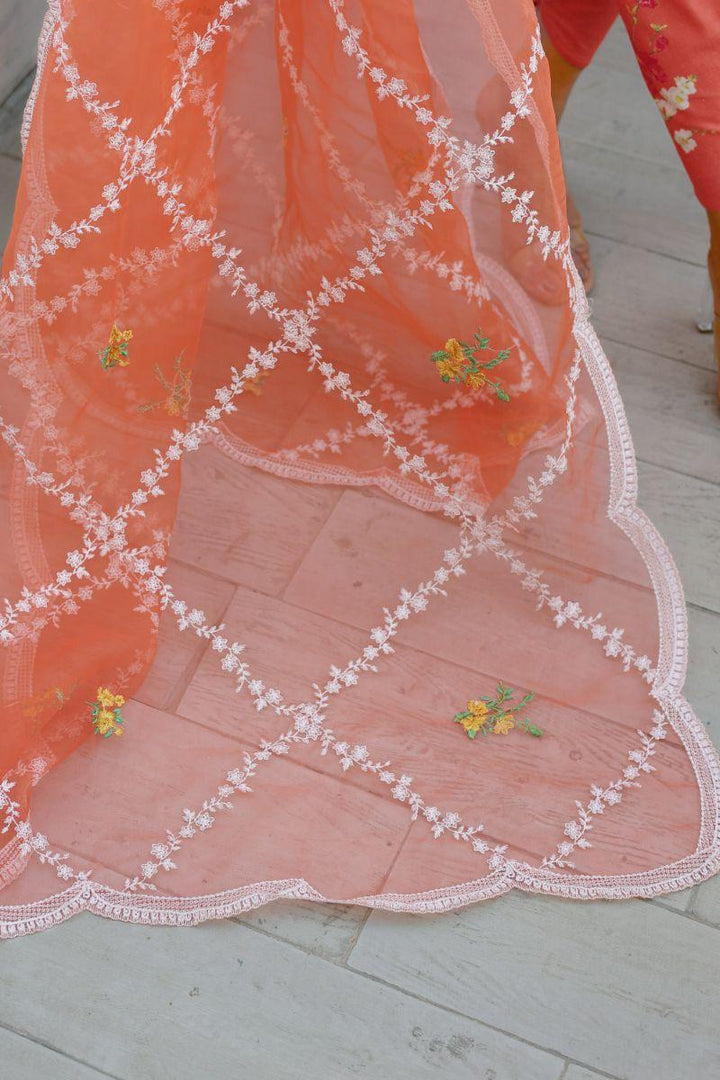 Reema Ahsan - Ersa - Lawn & Organza - Orange - 3 Piece