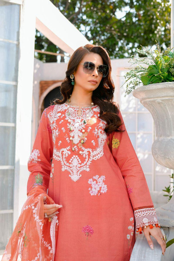 Reema Ahsan - Ersa - Lawn & Organza - Orange - 3 Piece