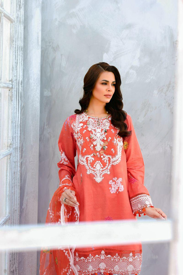 Reema Ahsan - Ersa - Lawn & Organza - Orange - 3 Piece