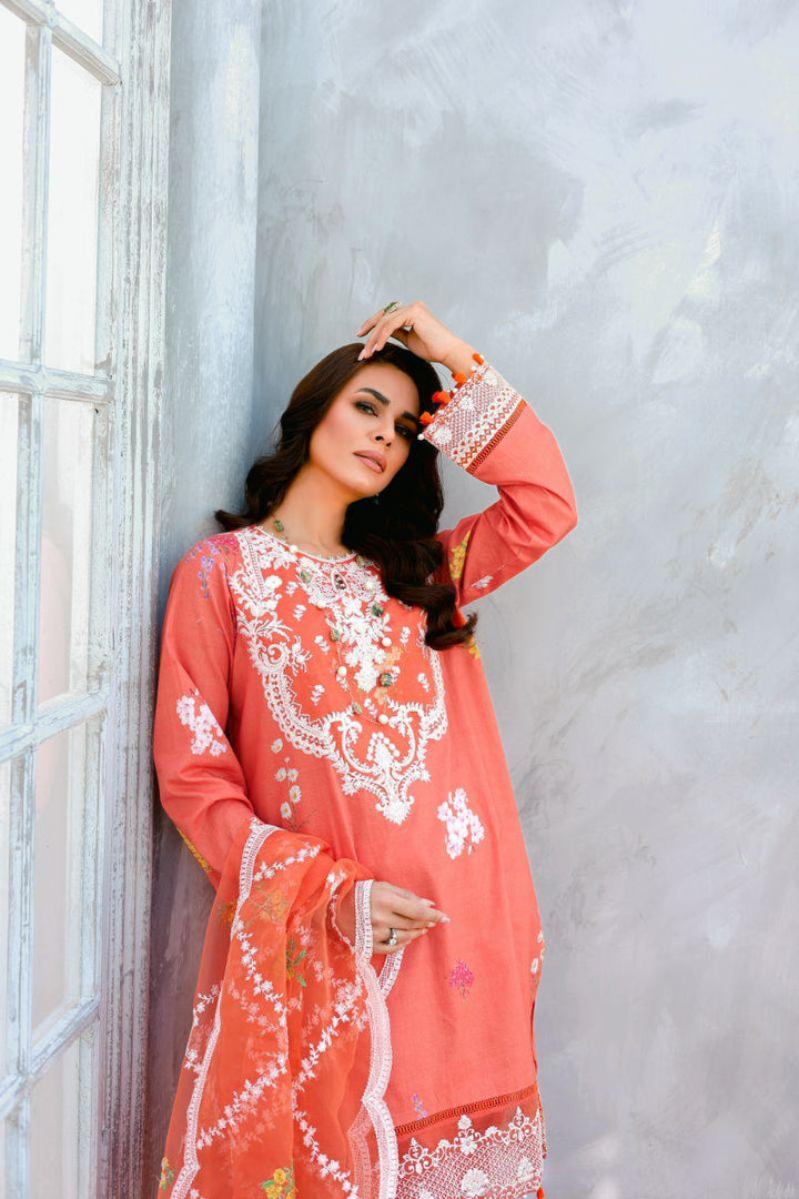 Reema Ahsan - Ersa - Lawn & Organza - Orange - 3 Piece