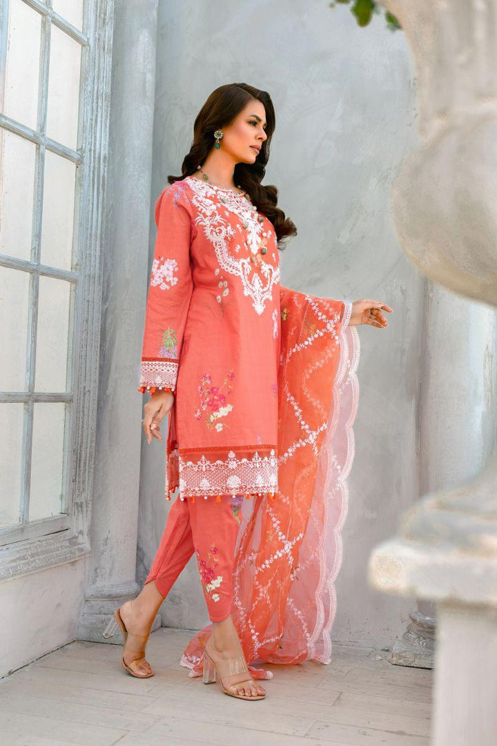 Reema Ahsan - Ersa - Lawn & Organza - Orange - 3 Piece
