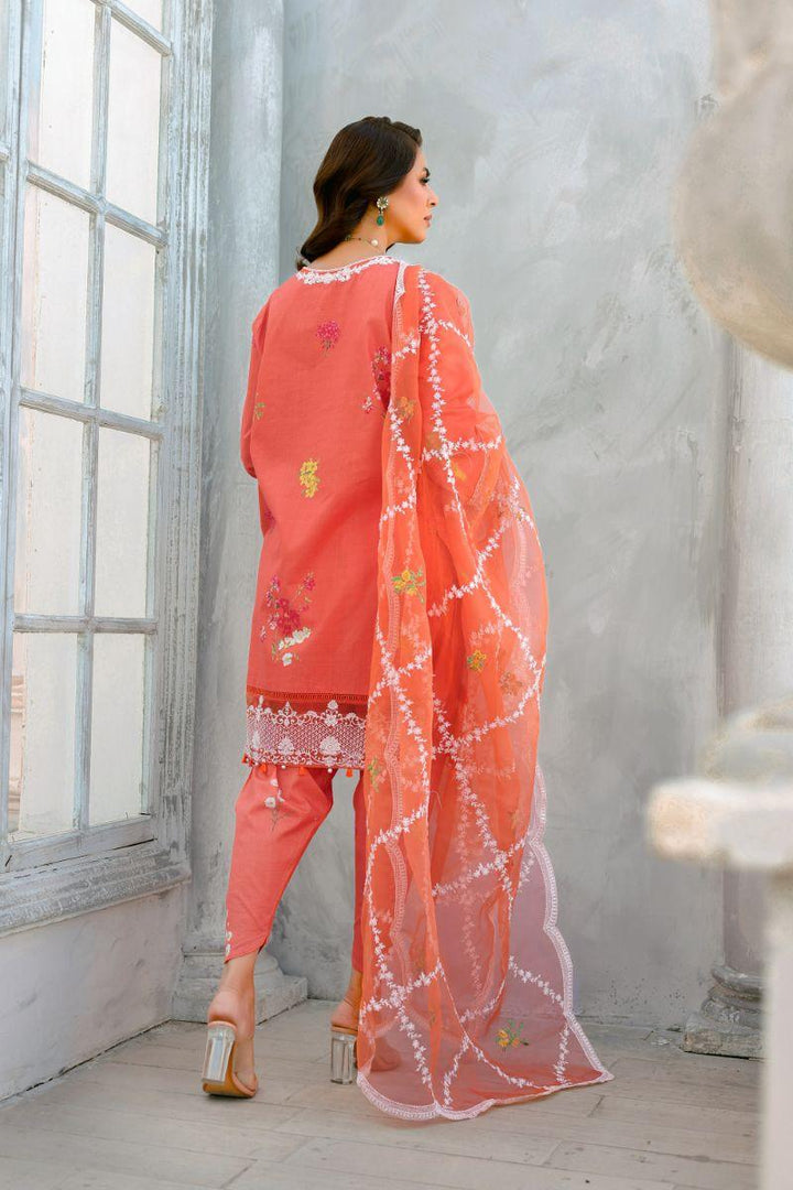 Reema Ahsan - Ersa - Lawn & Organza - Orange - 3 Piece