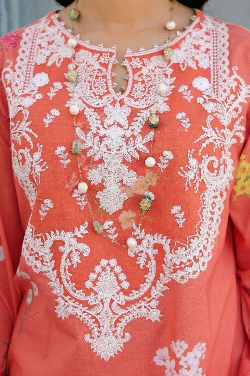 Reema Ahsan - Ersa - Lawn & Organza - Orange - 3 Piece