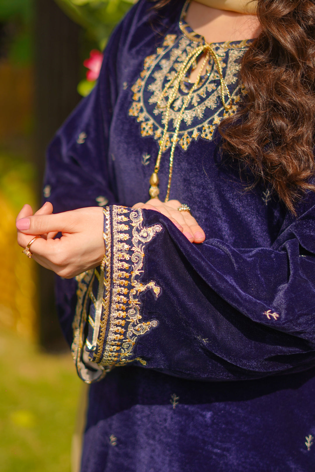 Omal by Komal - FASANA - Navy Blue - Velvet & Maysuri - 3 Piece