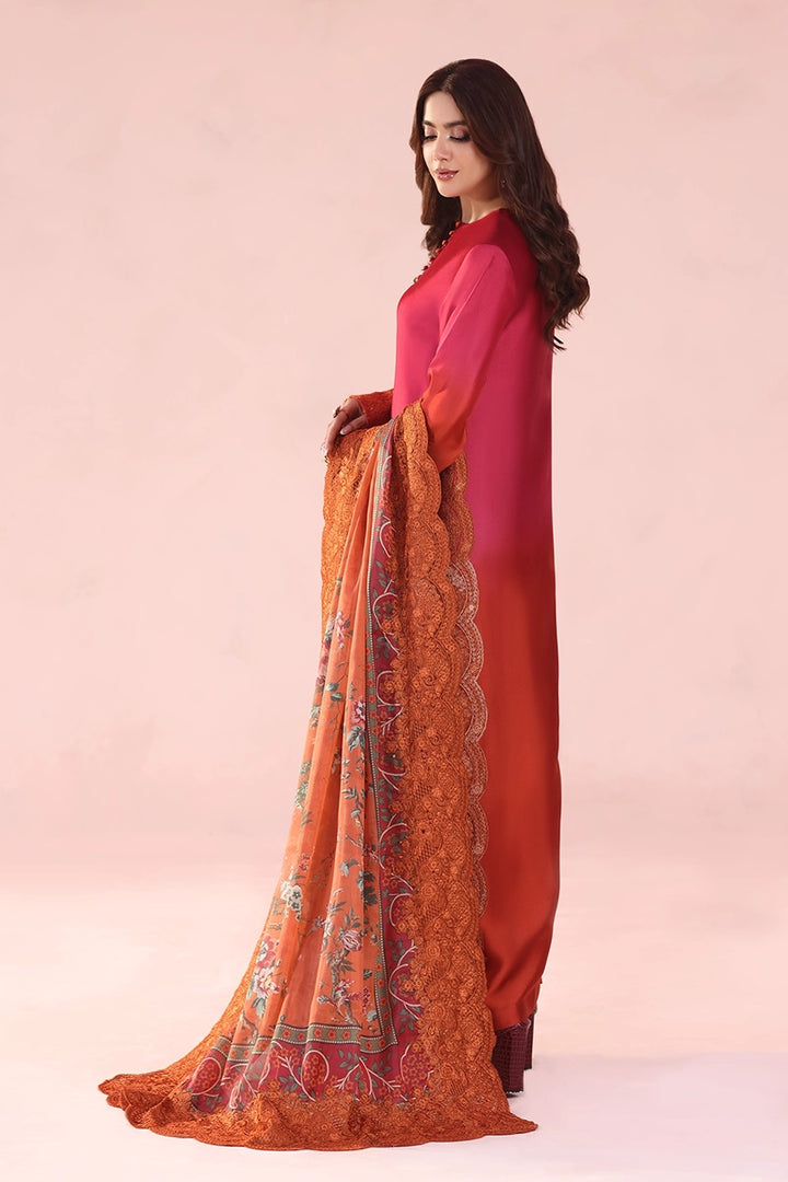 Musferah Saad - Fiery Bloom - Tissue & Printed Silk - 3 Piece