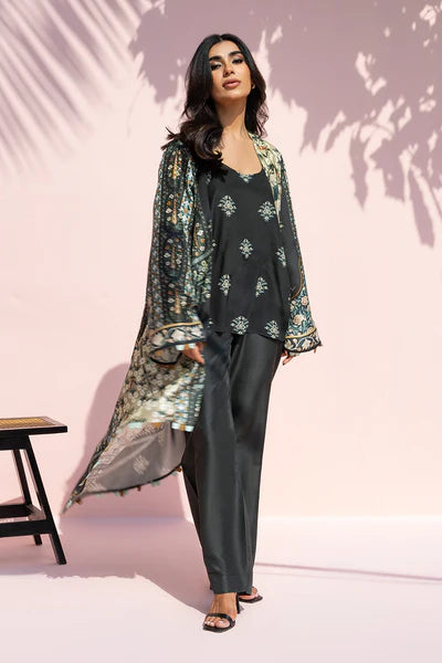 Sania Maskatiya - Fiona Crepe & Raw Silk Suit For Women - Ebony - 3 Piece