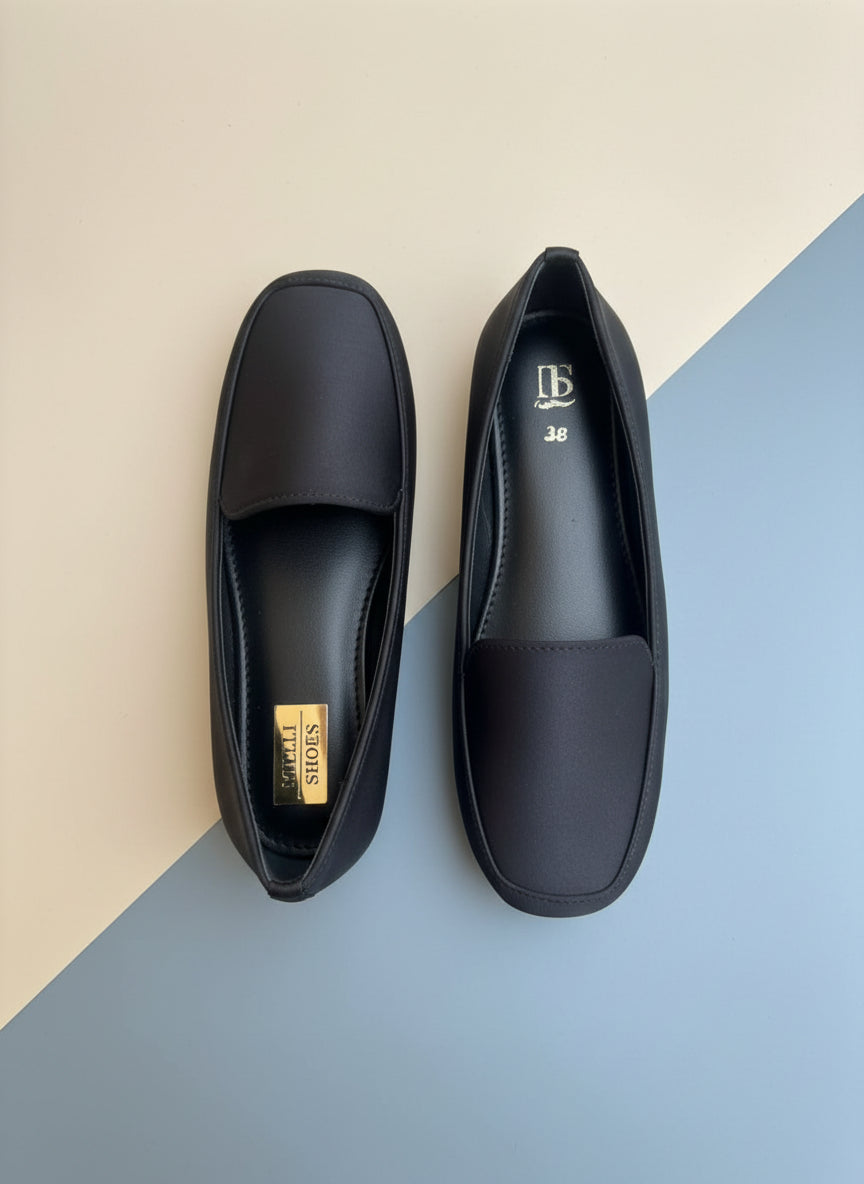 Milli Shoes - Square Toe Black Flat Loafers For Women