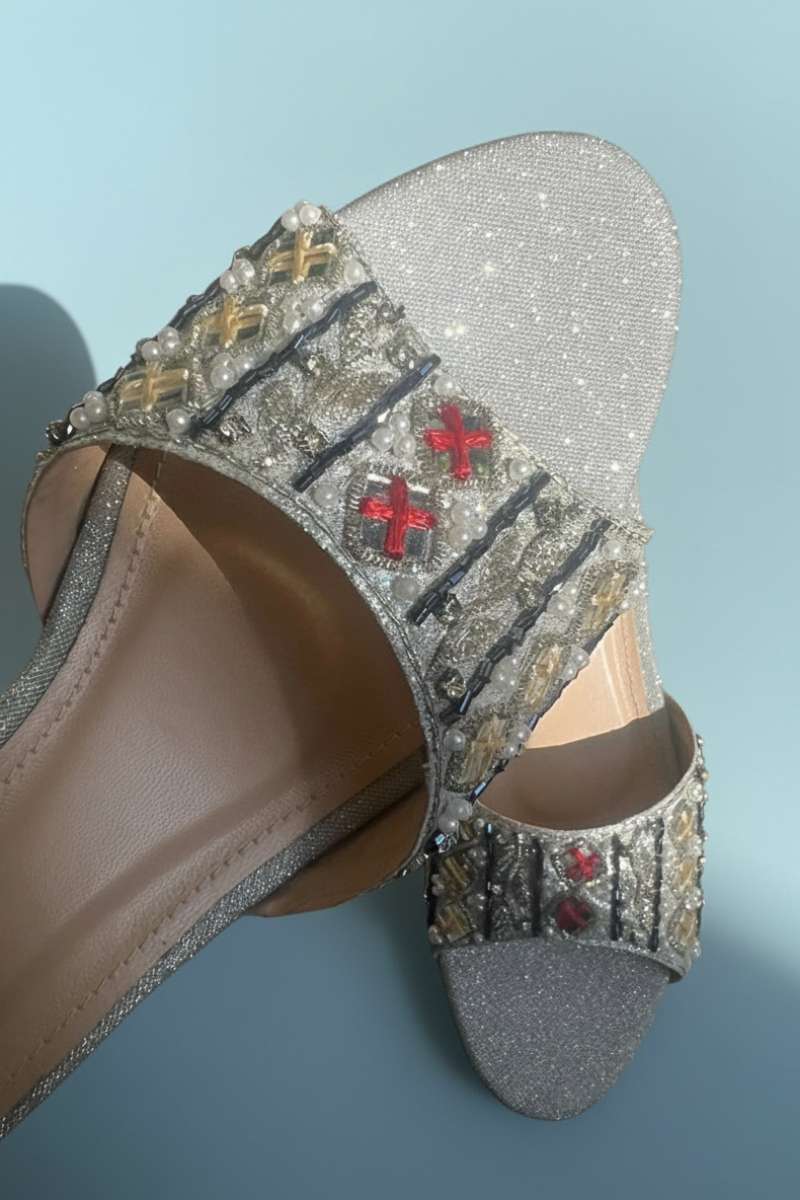 Milli Shoes - Formal Embroidered Block Heels For Women - White