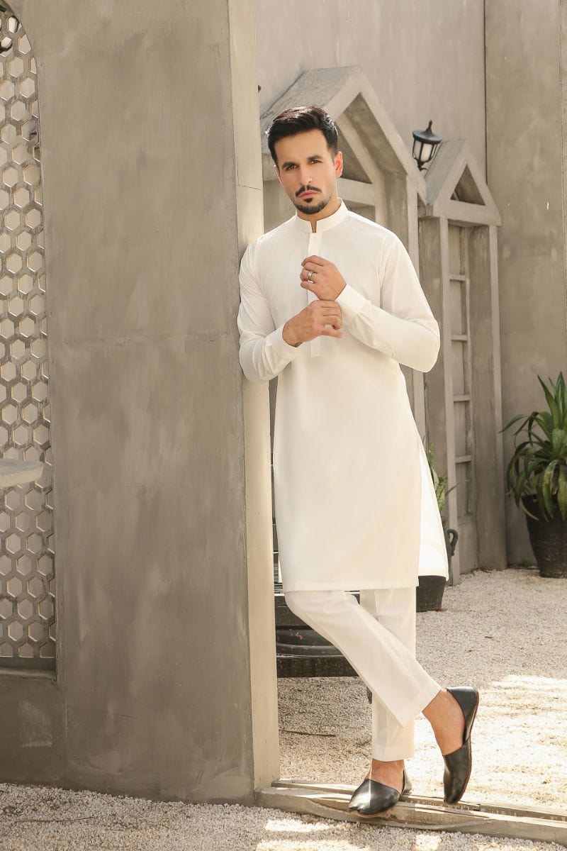 GEM GARMENTS - Nafs - Band Collar - Off White - 2 Piece