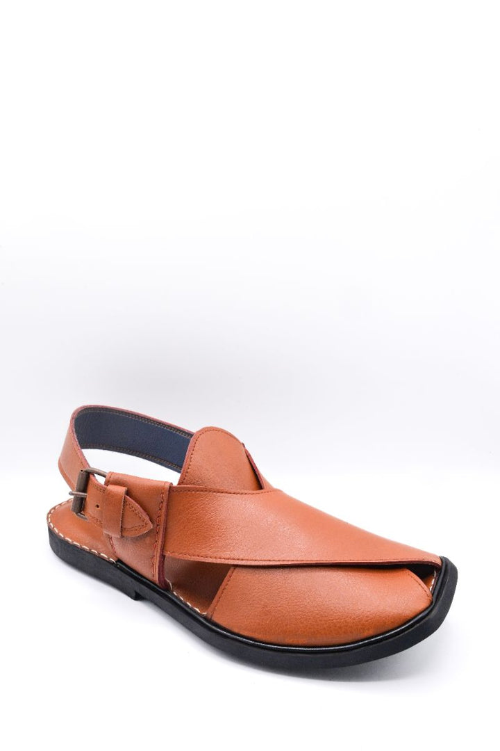 Alifyay - Gol Cut Leather Tan Peshawari Sandal