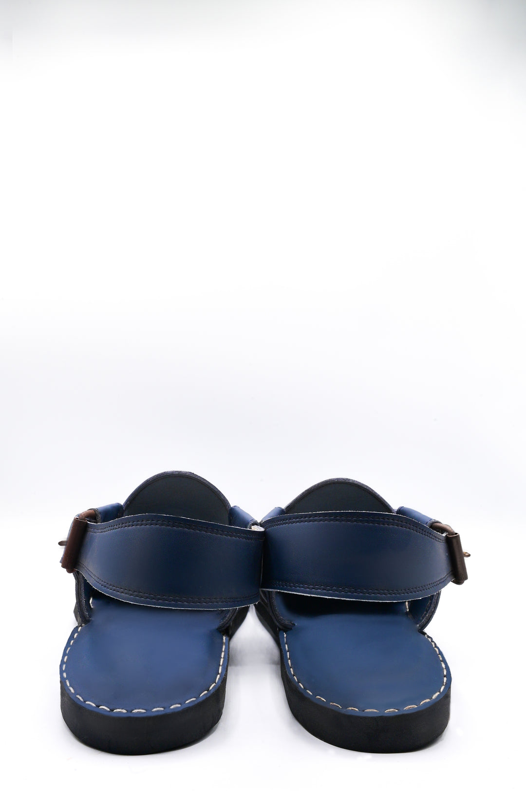 Alifyay - Gol Cut Leather Peshawari Sandal - Blue