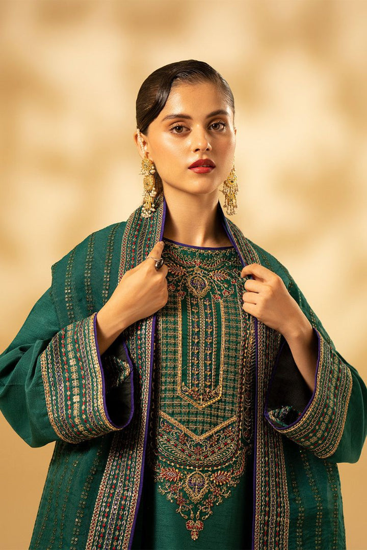 Fozia Khalid - Emerald Craftsmanship - Silk - Green - 3 Piece