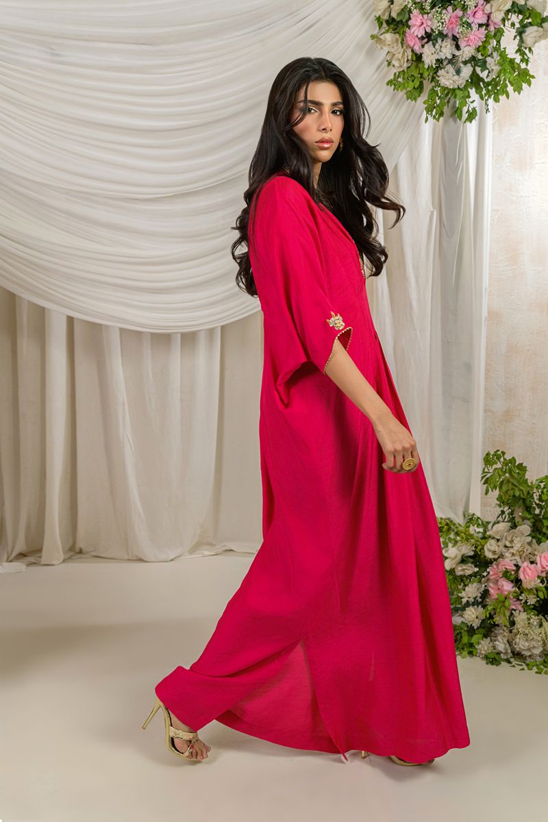 Alishba Kashif - GULNAR - Fuschia  - Korean Rawsilk - 1 Piece