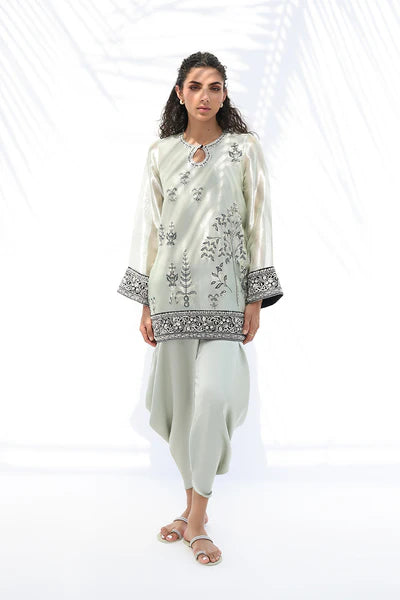 Sania Maskatiya - Gana Tissue,Charmeuse Suit For Women - Celadon 2 Piece