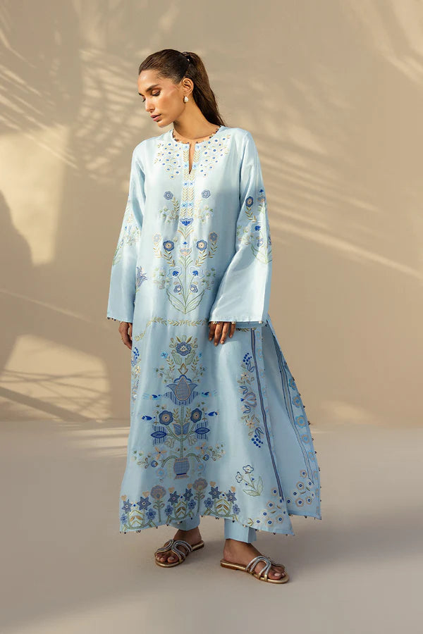 Sania Maskatiya - Geena - Raw Silk , Raw Silk - Sky Blue - 2 Piece