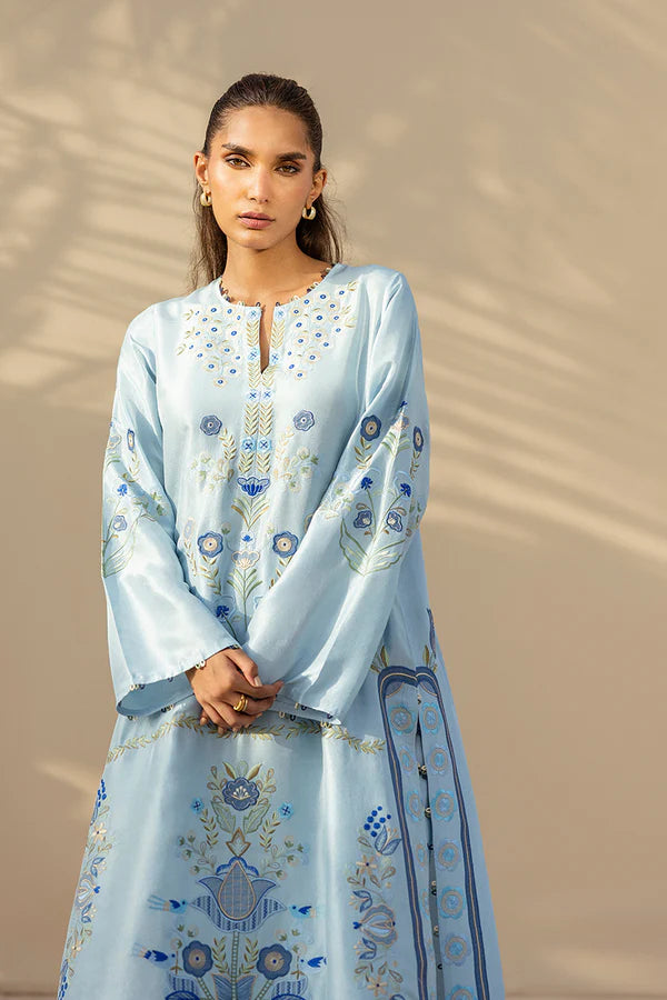 Sania Maskatiya - Geena - Raw Silk , Raw Silk - Sky Blue - 2 Piece