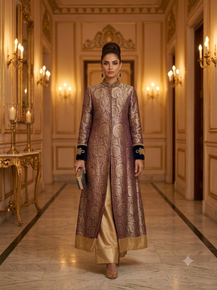 Maheen Khan - Noor-E-Darbar Jacket Maroon 1 Piece