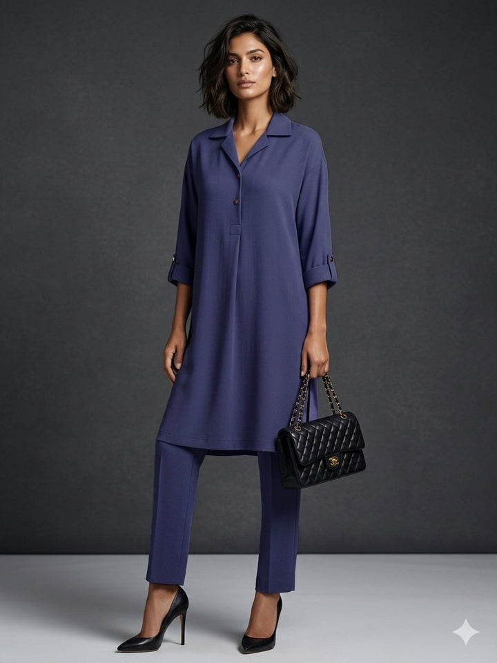 Gulabo - Blended Crepe Iris Lane Set For Women - Navy - 2 Piece - Studio by TCS