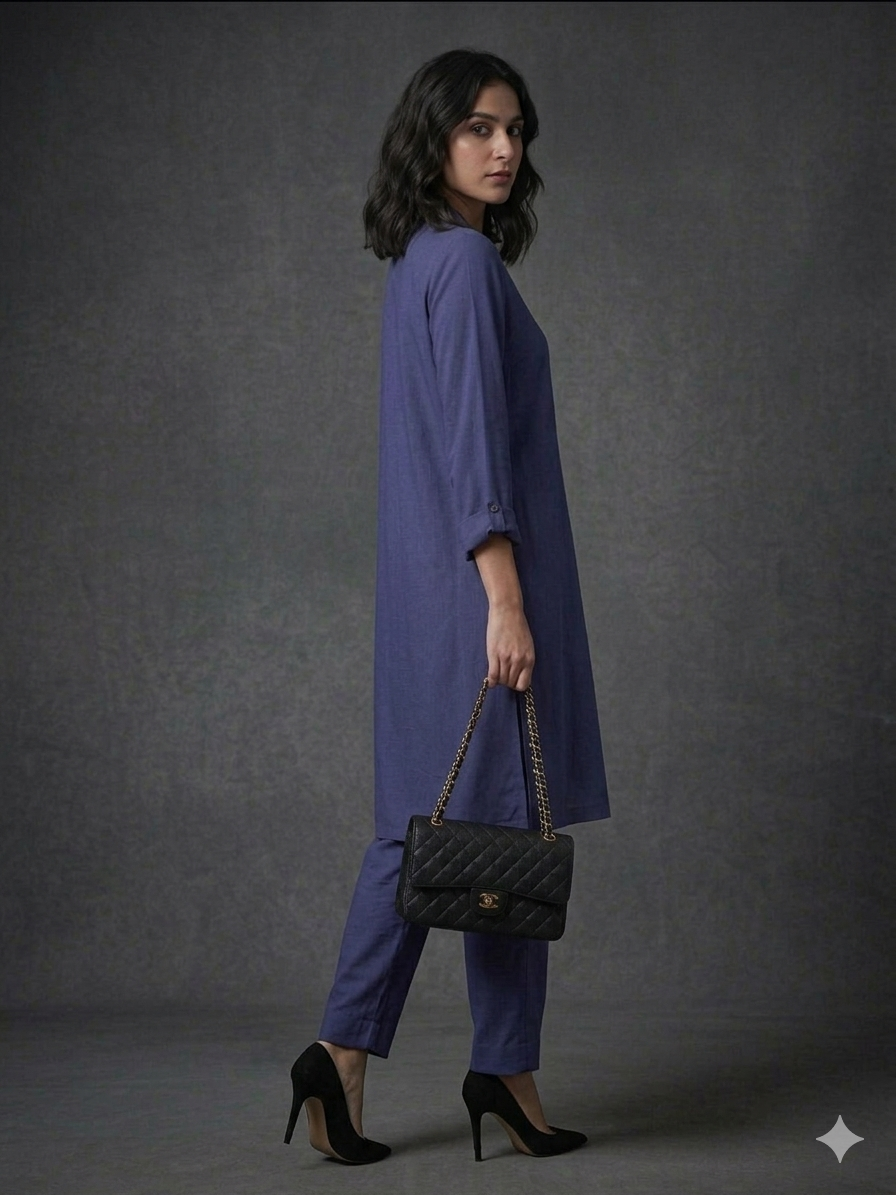 Gulabo - Blended Crepe Iris Lane Set For Women - Navy - 2 Piece - Studio by TCS