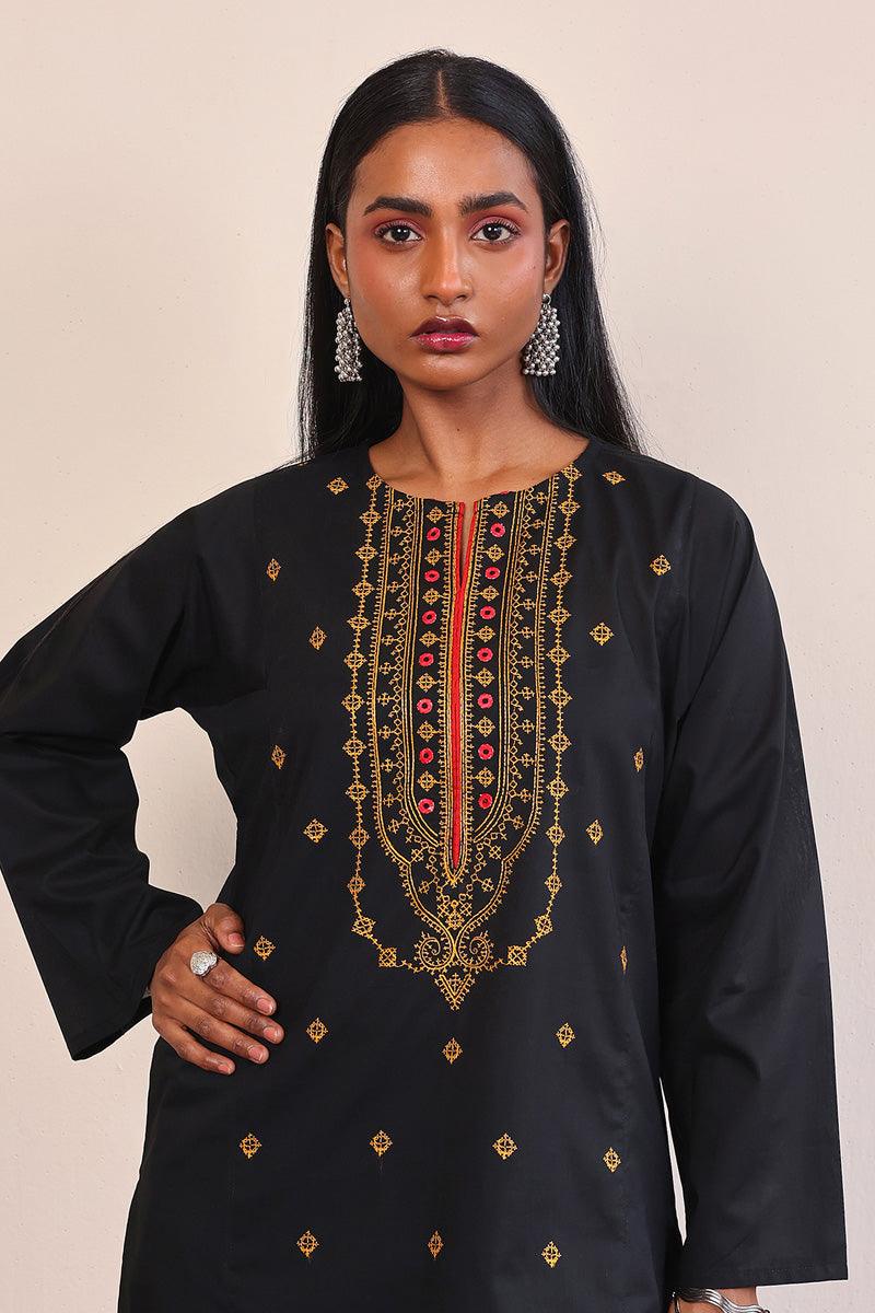Generation - Gul Meena Jade Kurti - Black - Lawn - 1 Piece