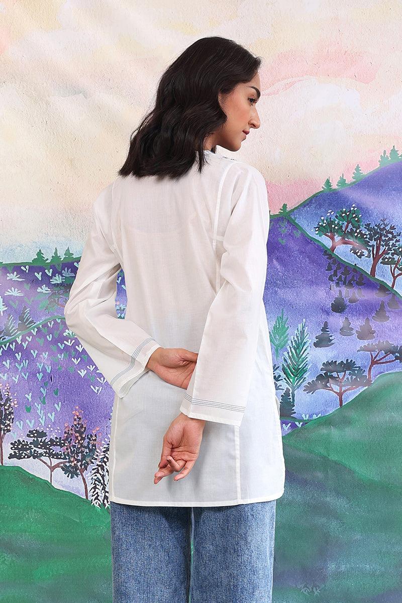 Generation - Gul Meena Kurti - White Blue - Lawn - 1 Piece