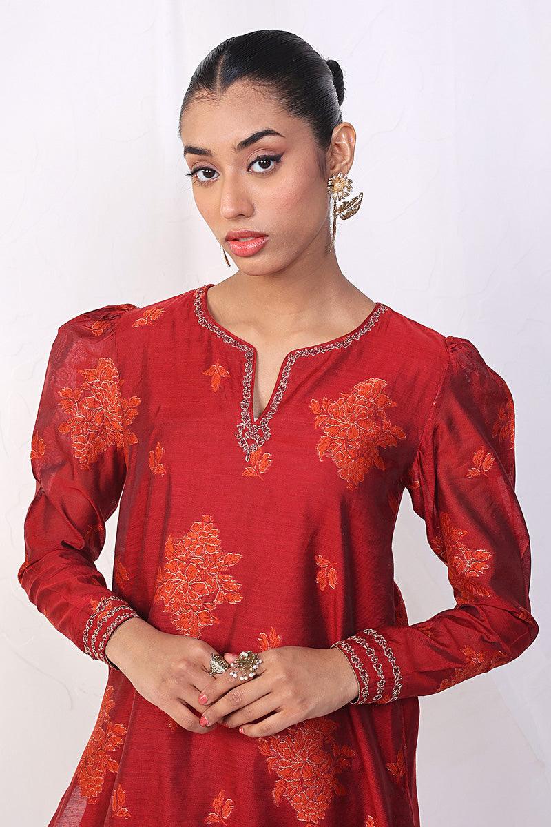 Generation - Hub Mahrani Suit - Red - Jacquard - 3 Piece