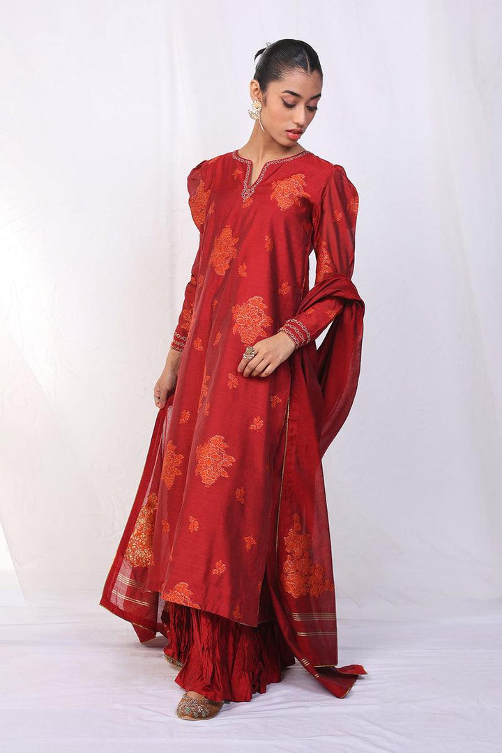 Generation - Hub Mahrani Suit - Red - Jacquard - 3 Piece