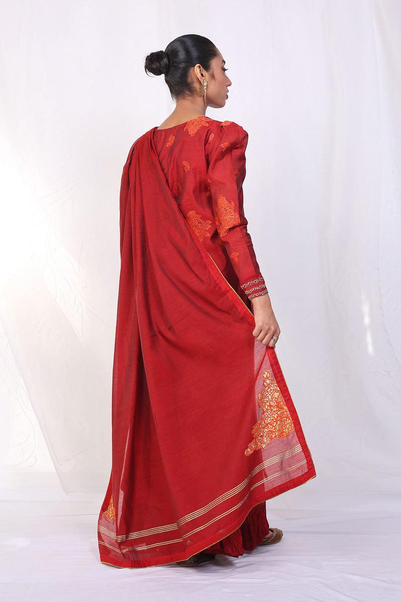 Generation - Hub Mahrani Suit - Red - Jacquard - 3 Piece