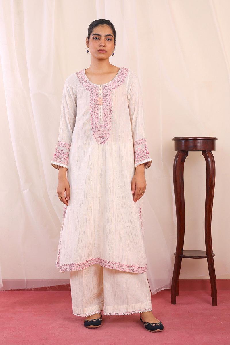 Generation - Jahanaara Embroidered 2-Piece Suit - Cotton - Off White