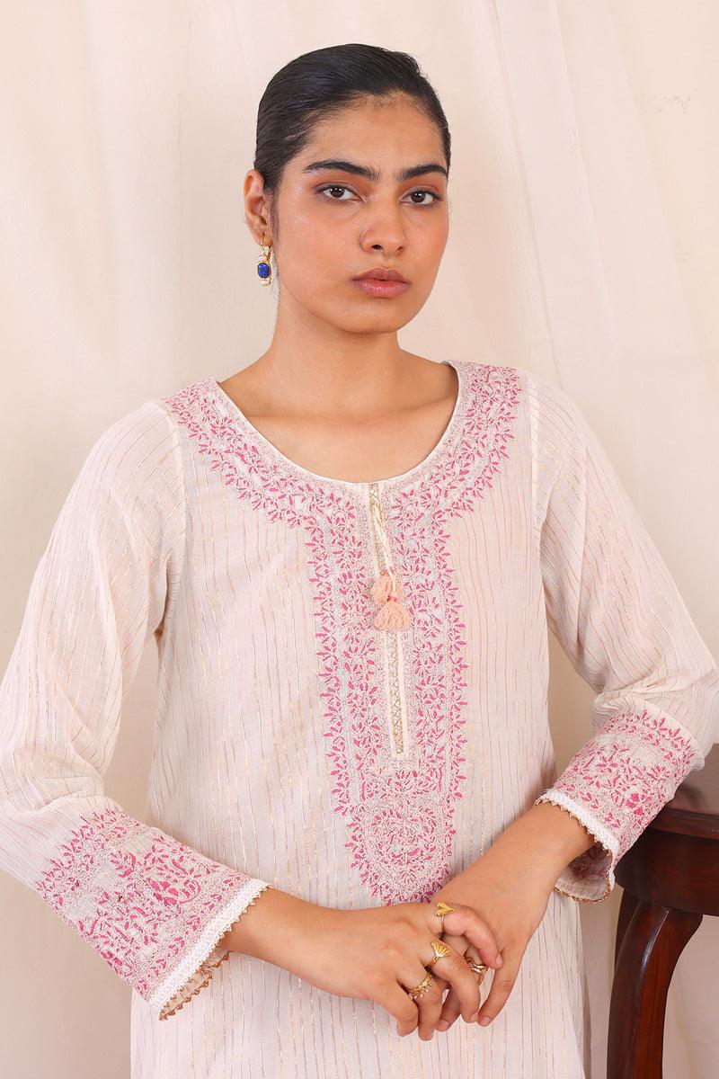 Generation - Jahanaara Embroidered 2-Piece Suit - Cotton - Off White