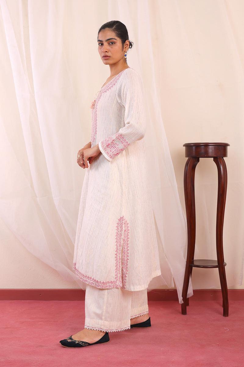 Generation - Jahanaara Embroidered 2-Piece Suit - Cotton - Off White