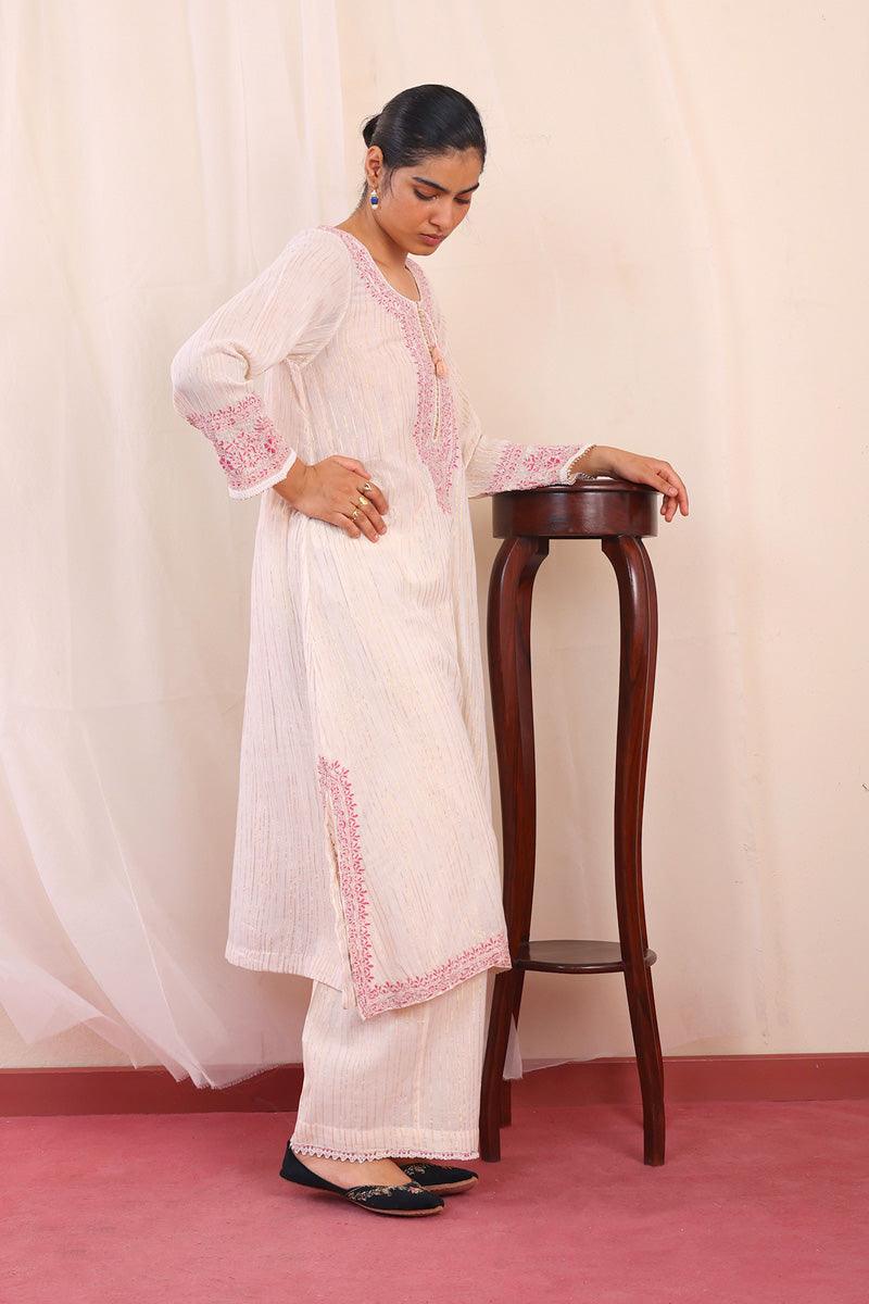 Generation - Jahanaara Embroidered 2-Piece Suit - Cotton - Off White