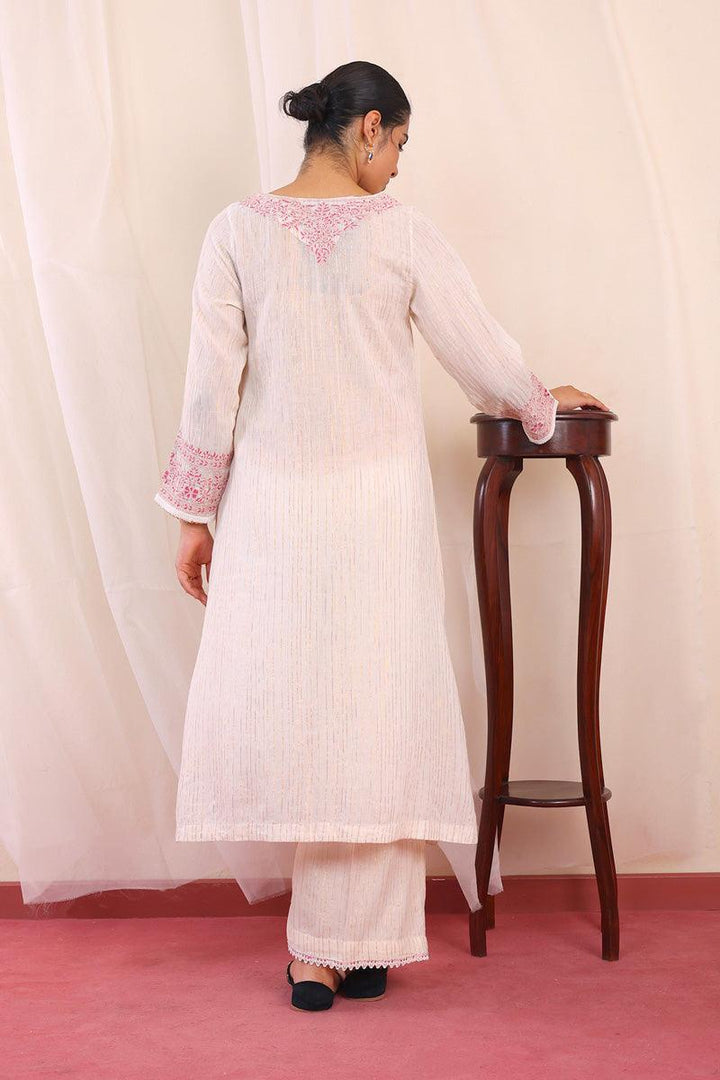 Generation - Jahanaara Embroidered 2-Piece Suit - Cotton - Off White