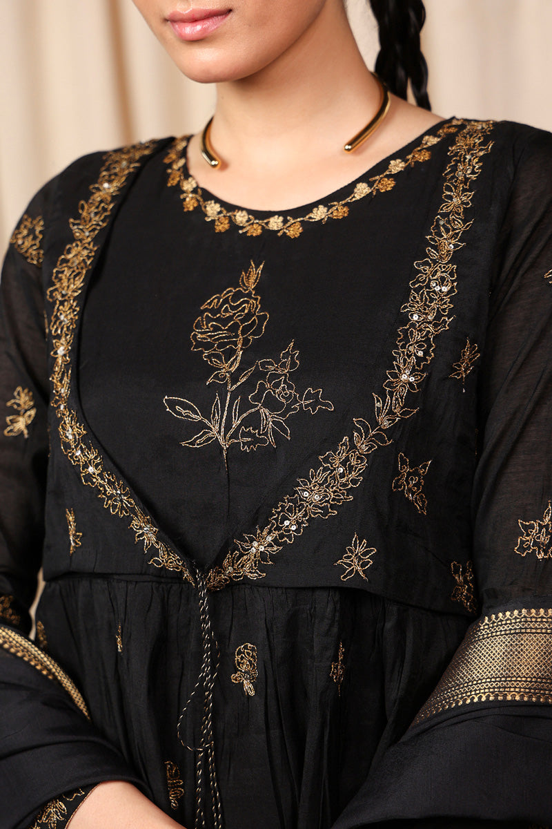 Generation - Regal Anarkali - Cotton - Black - 2 Piece