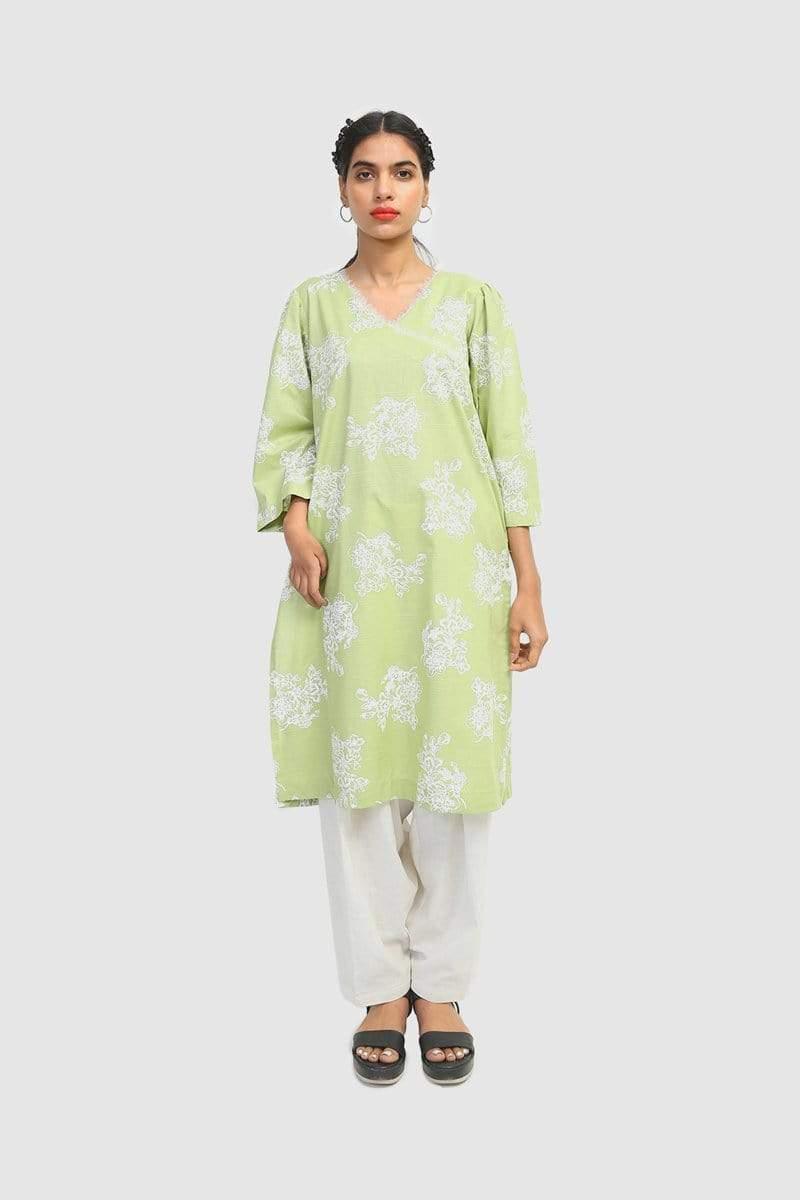 Generation - Sea Green Breeze Puff sleeves Kurta - Voile - 1 Piece