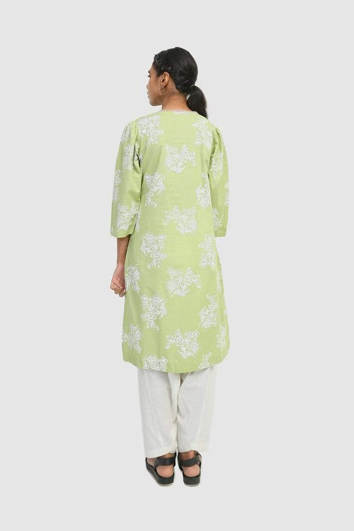 Generation - Sea Green Breeze Puff sleeves Kurta - Voile - 1 Piece