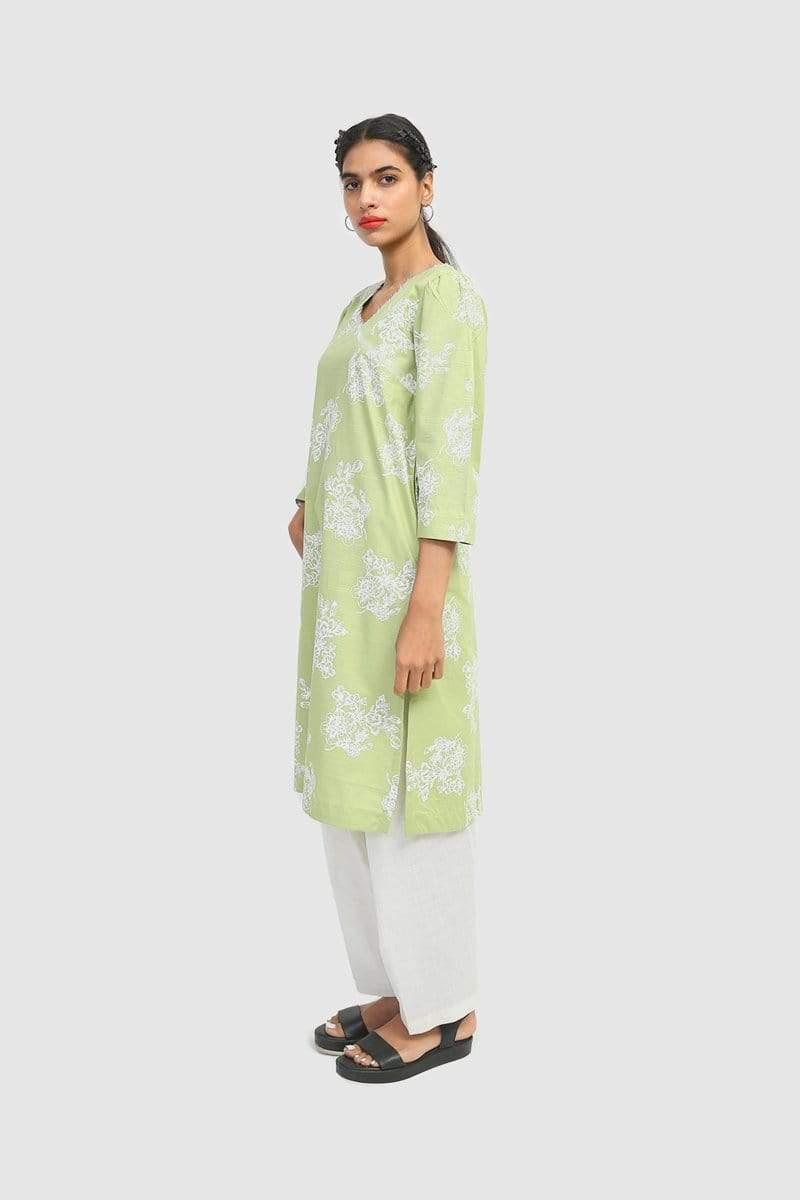 Generation - Sea Green Breeze Puff sleeves Kurta - Voile - 1 Piece