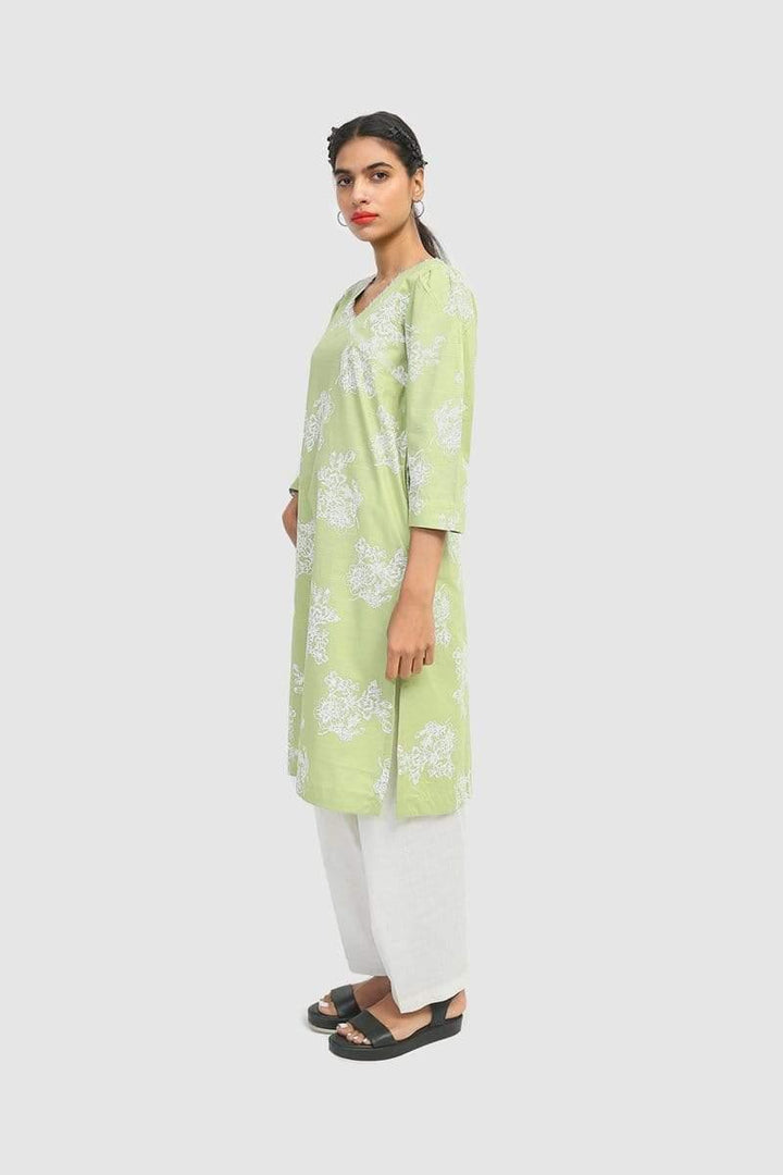 Generation - Sea Green Breeze Puff sleeves Kurta - Voile - 1 Piece