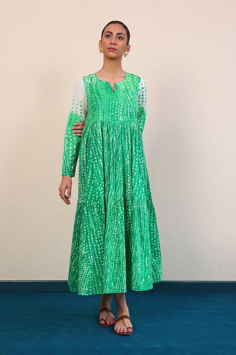 Generation - Slash Tiered Dress - Red - Lawn - 1 Piece