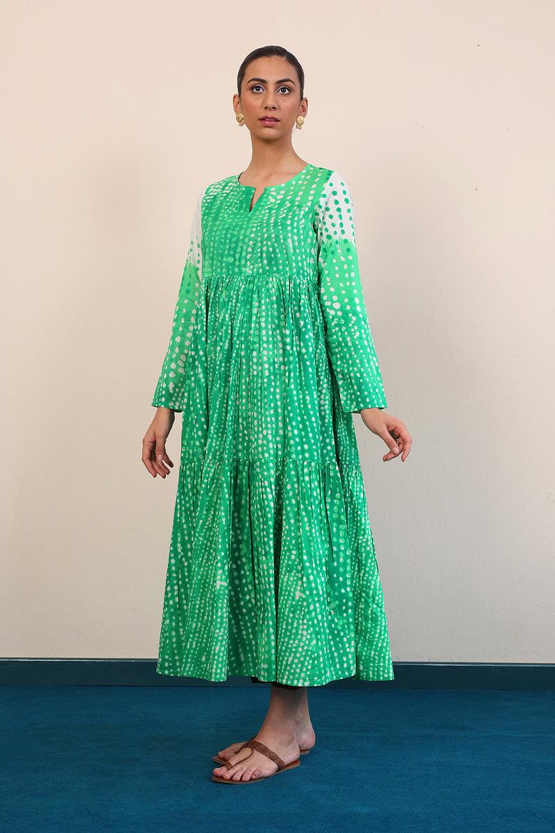 Generation - Slash Tiered Dress - Red - Lawn - 1 Piece