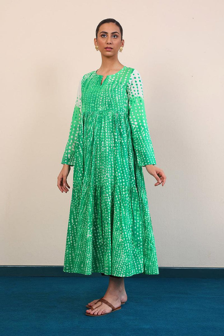 Generation - Slash Tiered Dress - Red - Lawn - 1 Piece