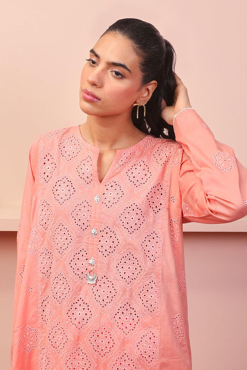 Generation - The Moroccan Kalidar Schiffli 2 piece - Red - Voile - 2 Piece