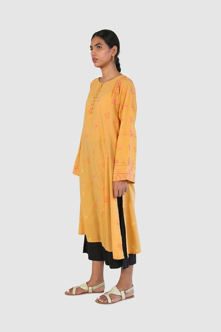 Generation - Yellow Doodling Kurta - Cambric Cotton - 1 Piece