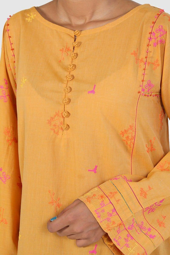 Generation - Yellow Doodling Kurta - Cambric Cotton - 1 Piece