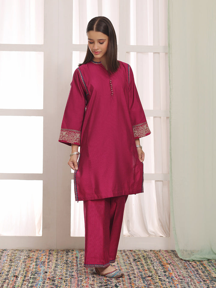 Oaks Embroidered Cotton Silk Co-ord set Atishi 2 Piece