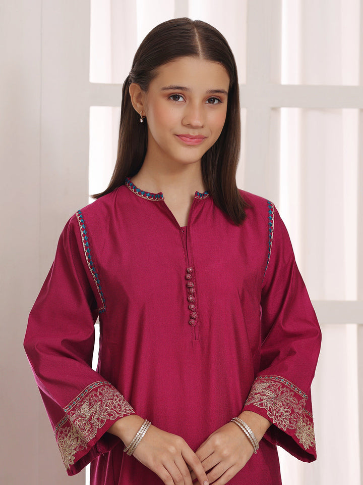 Oaks Embroidered Cotton Silk Co-ord set Atishi 2 Piece
