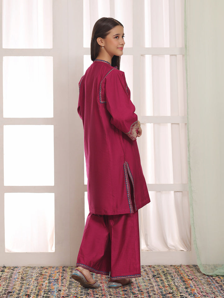 Oaks Embroidered Cotton Silk Co-ord set Atishi 2 Piece