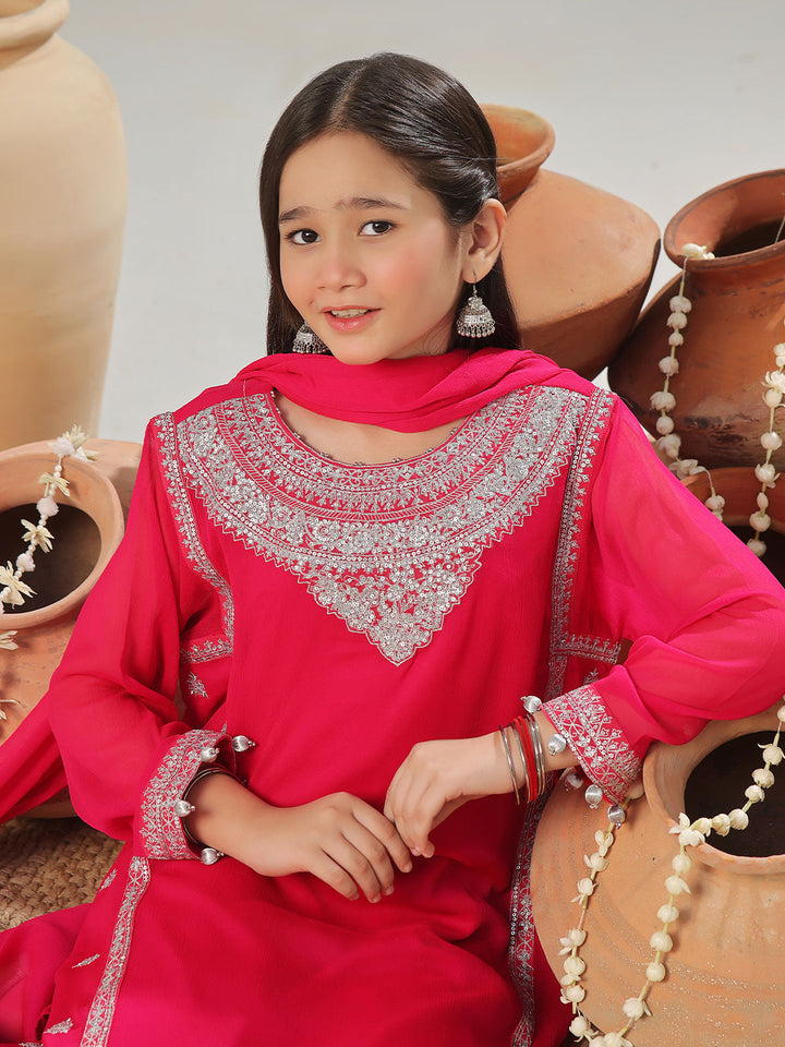 Oaks - Chiffon Embroidered Pret Suit For Women - Aatishi - 3 Piece