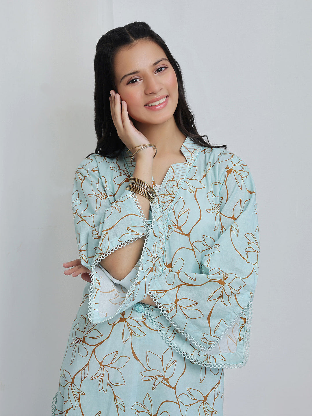 Oaks - Embroidered Lawn Suit For Girl - Ferozi - 2 Piece