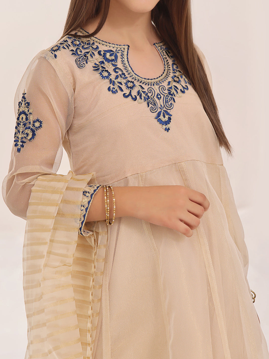 Oaks - Embroidered Suit Pret Masoori Golden  - 3 Piece